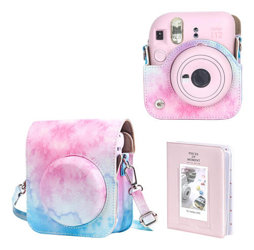 Funda De Cámara Wogozan , Para Instax Mini 12, Rosa Y Azul