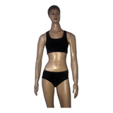 Outlet..!!  Mallas Bikini Con Top Negro De Lycra Prestige T2