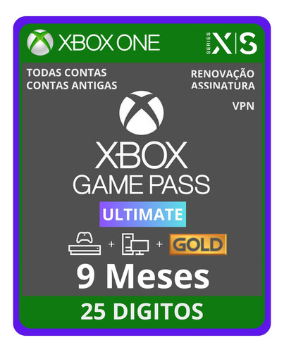 Game Pass Ultimate 9 Meses - Xbox One - Seires Xs - Xcloud