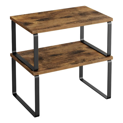 Juego De 2 Organizadores De Cocina De Madera Apilables, Multifuncionales Y Expandibles,ámbar Marrón