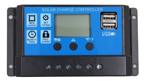 Controlador De Carga Solar 30a 12e24v Pwm C/ Lcd Usb