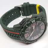 Reloj Hombre Silicona Feraud F100m204 Verde Oscuro Con Rojo