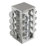 Especiero Giratorio Cuadrado 16 Frascos Acero Inox