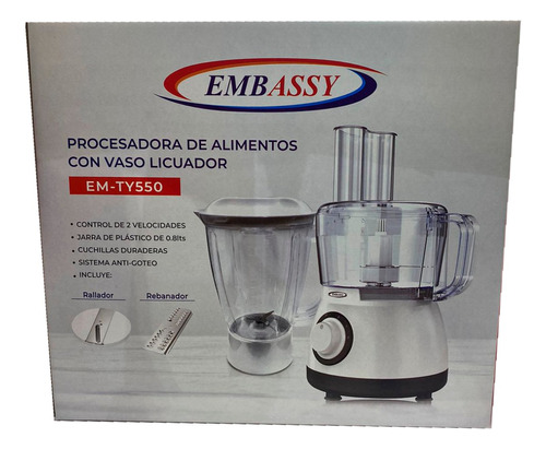 Procesadora Licuadora Embassy 2 En 1 Electrica 500w Rallador