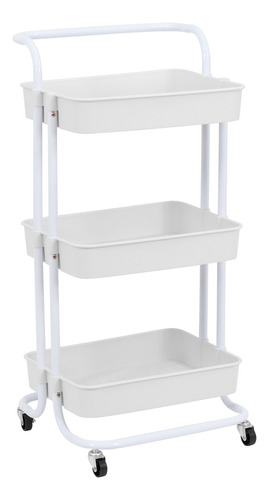 Carrito Organizador 3 Niveles Con Ruedas Multiusos Cocina Color Blanco