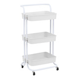 Carrito Organizador 3 Niveles Con Ruedas Multiusos Cocina Color Blanco