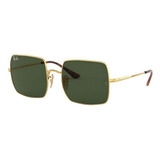 Anteojos De Sol Ray-ban I-shape Square 1971 Classic Large Con Marco De Metal Color Polished Gold, Lente Green De Cristal Clásica, Varilla Polished Gold De Metal - Rb1971