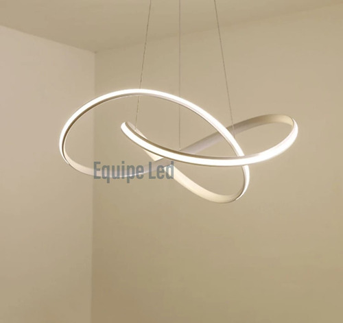 Lustre Pendente Led Neon Moderno Branco Dourado 26w 4000k 