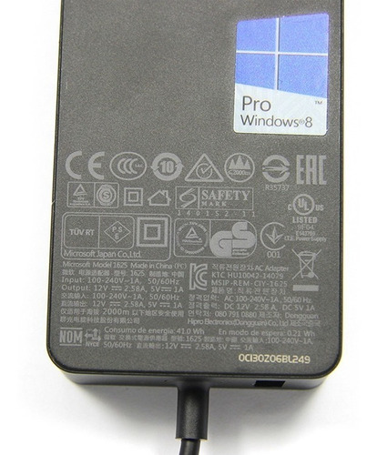 Cargador Surface Original Microsoft Pro 3 4 12v- 2.58a 1625