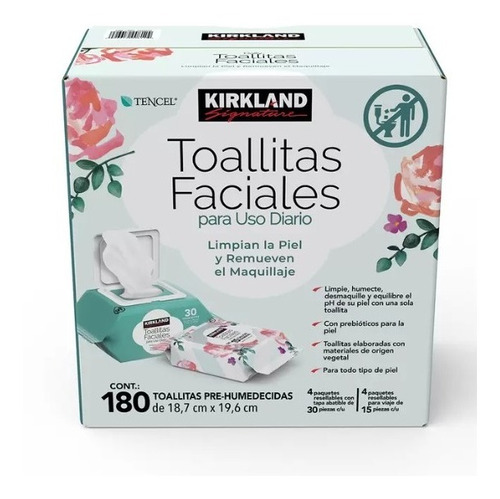 Toallitas Faciales Kirkland Desmaquillantes 180 Piezas