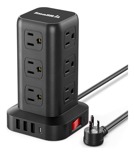 Enchufe Inteligente Marca Smallrt/7 Tomas/4 Usb/negro