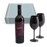 Caja Regalo Luigi Bosca Malbec X 1 + 2 Copas Cristal Negras 