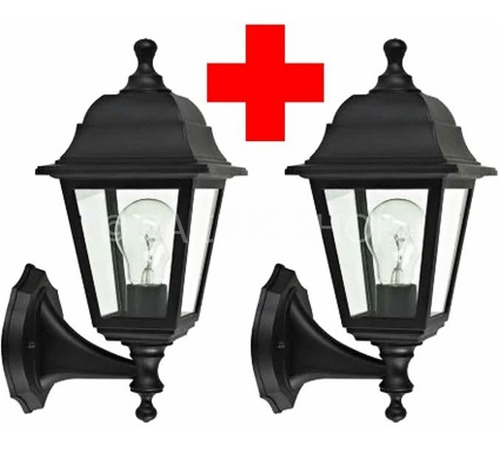 Lampara Pared Exterior Tipo Farol Exterior E27 Color Negro 110v