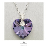 Collar Cadena + Cristal Swarovski Corazon 14 Drop Flor Plata