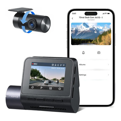 Cámara De Auto 2.5k+1080p 70mai A410-1 Dual, Pantalla 2'' Con Gps+hdr, Campo De Visión De 125°+130°, Estacionamiento 24h, Visión Nocturna Potente, Control Por App (incluye Cámara Trasera Rc21) | Meses sin interés