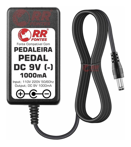 Fonte Carregador 9v P/ Pedal Pedaleira Guitarra Rowin Looper