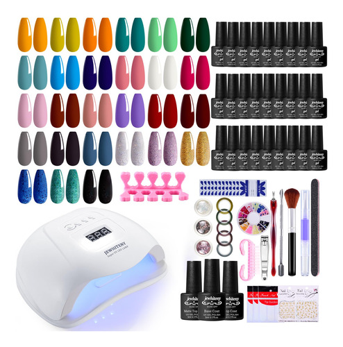 Kit De Esmalte De Uñas De Gel De 27 Colores Con Luz Uv V, .