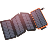 Cargador Solar De 25000 Mah, Con 4 Paneles, Carga Rápida