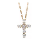 Dije Cruz Crucifijo De Oro Lamin 18k Con Swarovski Diamantado