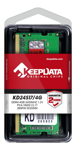 Memória Ram Notebook Ddr4 4gb 2400mhz Keepdata Kd24s17/4g