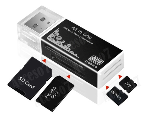 Lector Usb 2.0 De Tarjetas De Memoria Sd Micro Sd Sdhc Sdxc Uhs-i Tf Mmc Ms Memory Stick Mini M2 Adaptador Externo