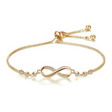 Exclusivo! Pulsera Infinito Circones Baño Oro Rosa 18 Kt