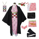 Cosplay Nezuko Costume Anime Tema Accesorios Niñas Mujeres Kimono Disfraz - Halloween