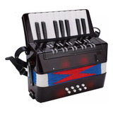 Sanfona Acordeon Semi Profissional 8 Baixos 17 Teclas Preto