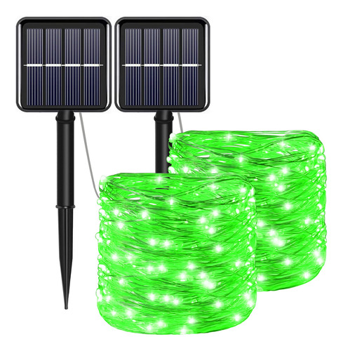 Guirnalda De Luces Solares De Navidad Verdes Para El Da De S