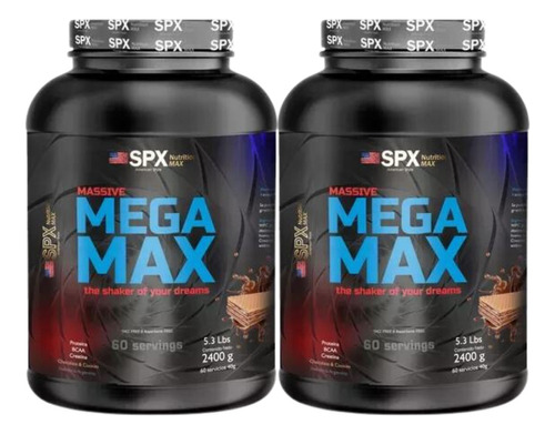 Spx Mega Max Super Concentrado Proteico Sabor Chocolate & Cookies Con Bcaa Y Creatina 2400gr Pack X2