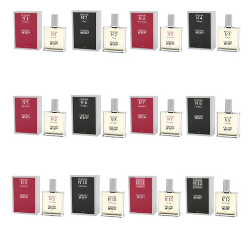 Perfume Kit 12 Masculino Feminino Cheiro Top 50ml Revenda