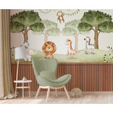 Papel De Parede Infantil Safári Quarto Bebê Menino 1m² Pp479