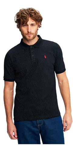 Playera Casual Hpc Polo 9350 Negro Puntos Gris Hombre