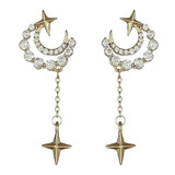 Oferta! Joyas Aros Luna Estrella Con Cristales Bañooro 18kt2