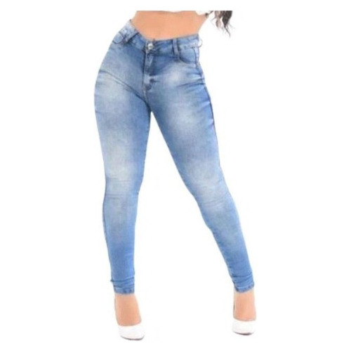 Calça Jeans Feminina Skinny Cós Alto Levanta Bumbum C/ Lycra