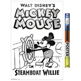 Póster De Disney Mickey Mouse Steamboat Willie, 22.375...