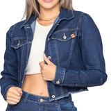 Jaqueta Feminina Jeans Color Botões Casaco Inverno Denim