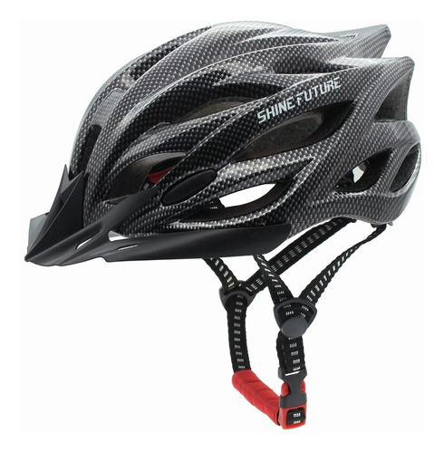 Cascos De Bicicleta Adulto Ciclismo Con Luz De Advertencia Color Carbon Black Talla L 58-61cm