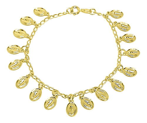 Pulsera Medallas Virgen De Los Rayos Enchapado Oro 18k