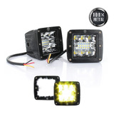 Par Faros 24 Led Auxiliar Cuadrado Bicolor Blanco Ambar 