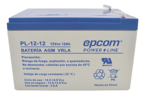 Bateria Recargable Multiusos Epcom Agm / Vrla 12 V 12 Ah