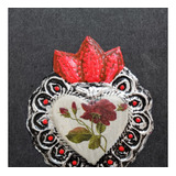 Corazón Mexicano Aluminio, Artesanía. Hecho A Mano, Rosas 3