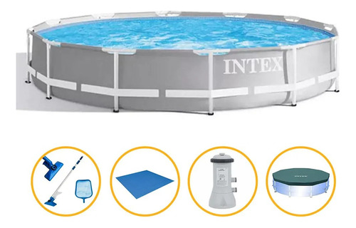 Piscina Estrutural 6.503l Prism Capa Forro Kit Limpeza Intex Cor 110v