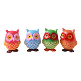 4 Pegatinas De Heladera Mini Búho 3d Pvc Animal Frigoríf F