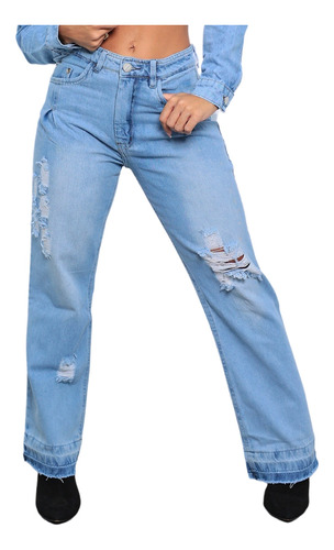 Calça Wide Leg Jeans Pantalona Feminina Cós Alto Blogueira