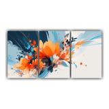 120x60cm Cuadro Tres Canvas Diseño Luminosidad Naranja Y Az