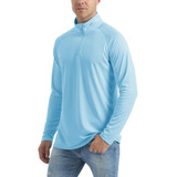 Camisetas De Senderismo Con Cremallera Upf Para Hombre, Mang