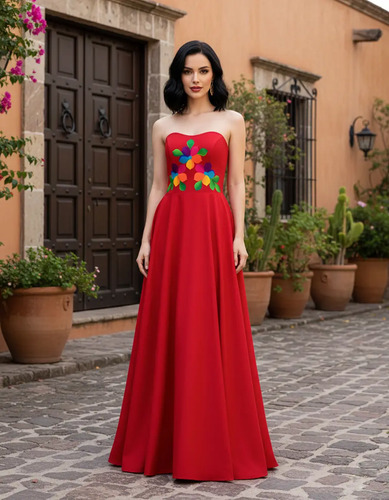 Vestido Artesanal Mexicano Pintado A Mano / Mod. Mónaco