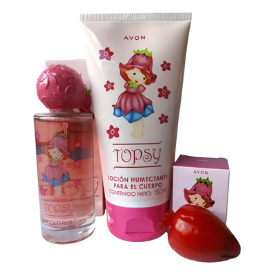 Topsy Avon Kit Perfume, Crema Y Brillo Labial Fresa Niñas