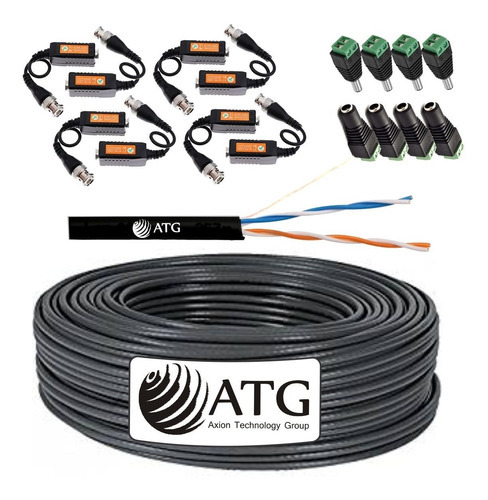 Cable Exterior P/ 4 Cámaras De Seguridad Atg 100% Cobre 100m